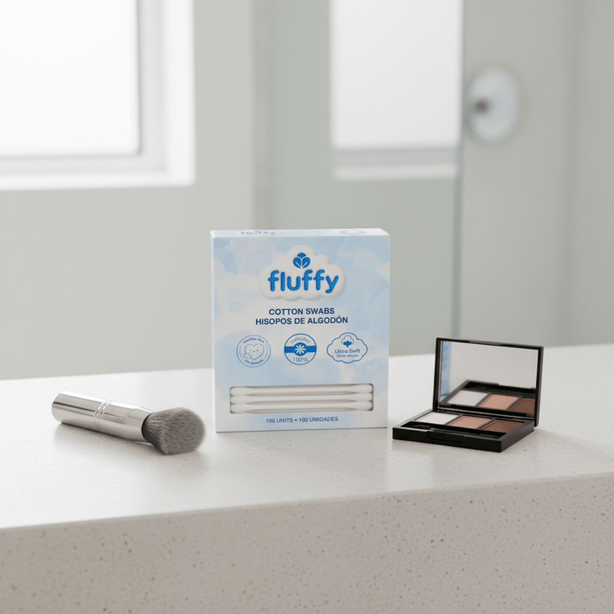 Fluffy Double-Tip Natural Cotton Swabs, 100 Count, for Teens & Adults