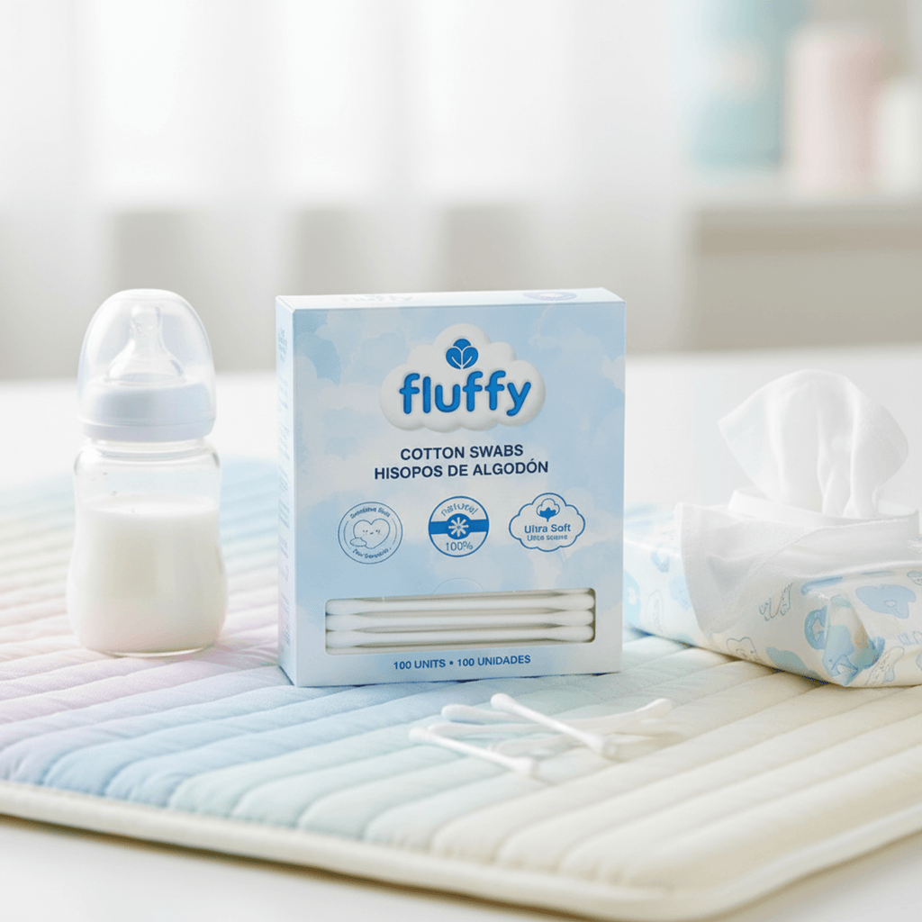 Fluffy Double-Tip Natural Cotton Swabs, 100 Count, for Teens & Adults