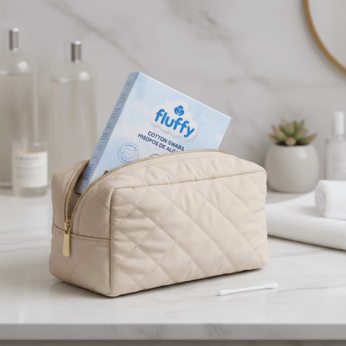 Fluffy Double-Tip Natural Cotton Swabs, 100 Count, for Teens & Adults