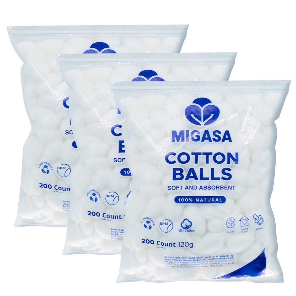 MIGASA Cotton Balls 200 Count 3-Pack