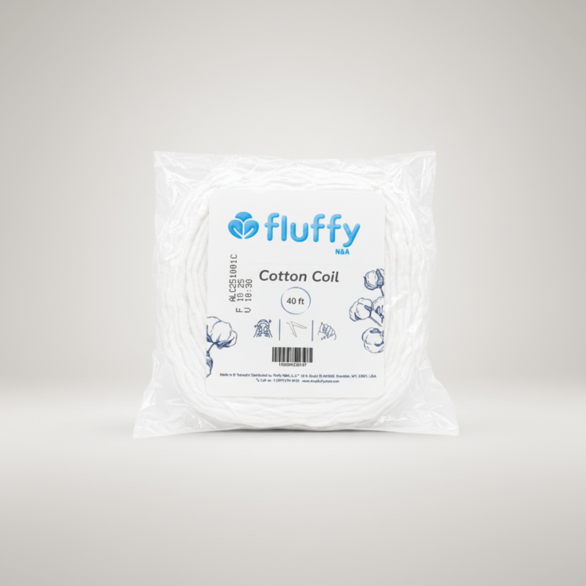 Fluffy Cotton Coil 2Pk, 40ft Each 100% Cotton Strips for Nail Salons & Spas
