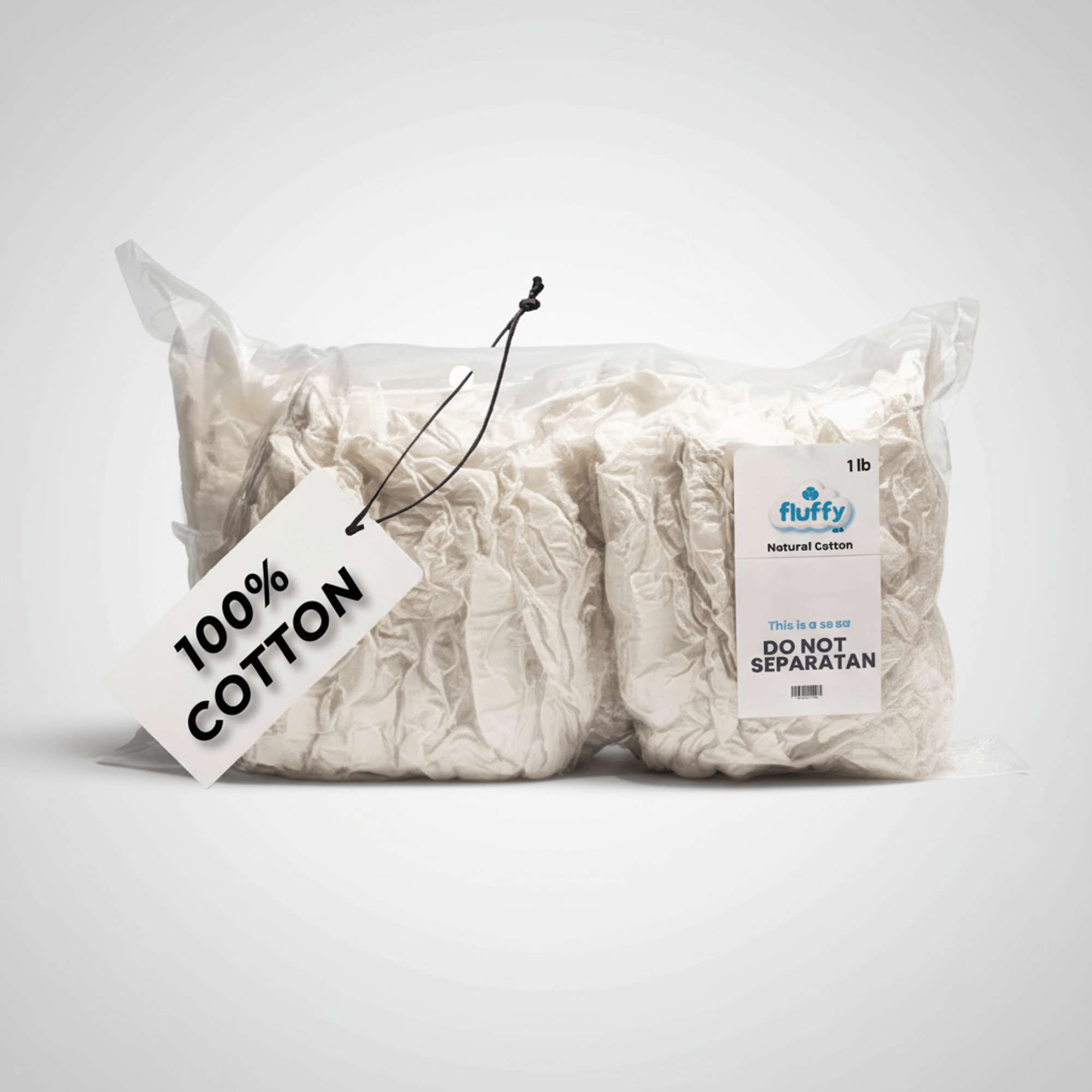 Fluffy 100% Raw Cotton Fiber 4 Pack, 4 lb Total (1 lb Each)