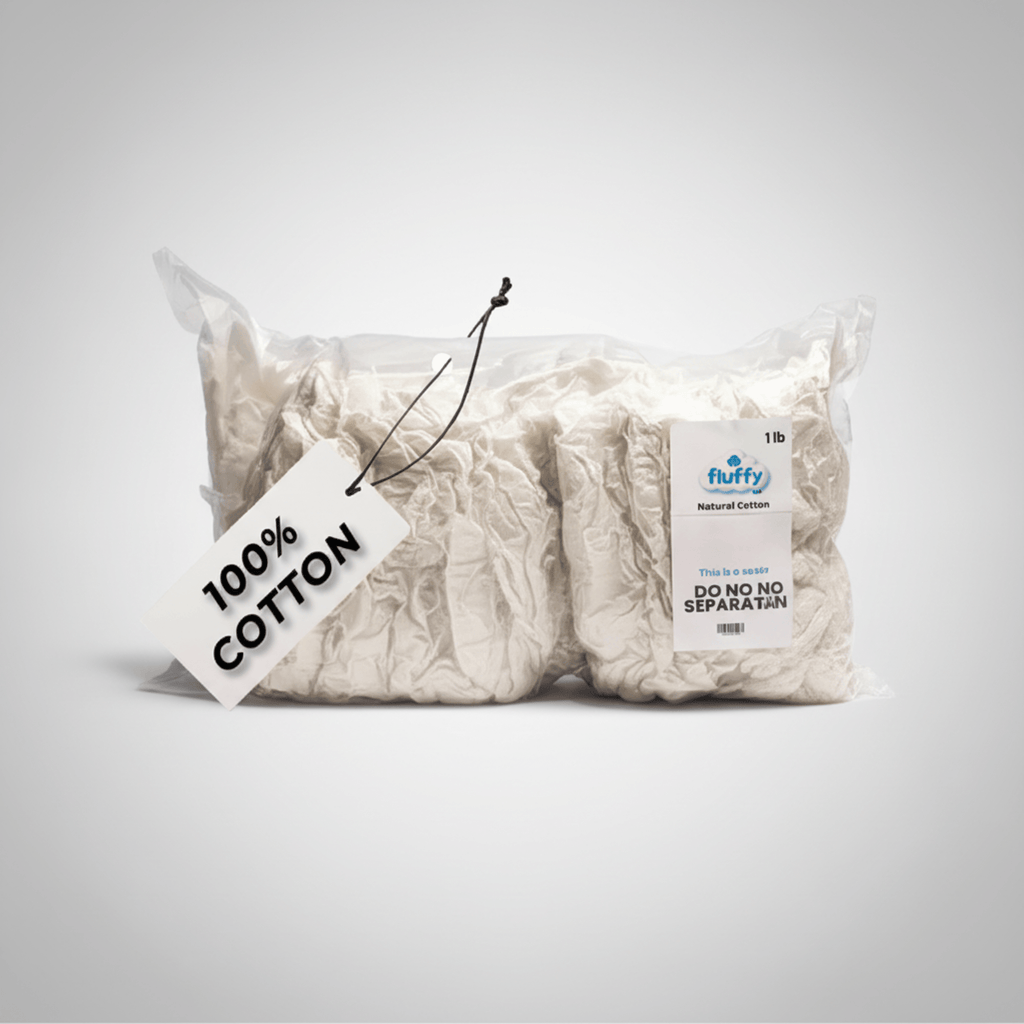 Fluffy 100% Raw Cotton Fiber 4 Pack, 4 lb Total (1 lb Each)