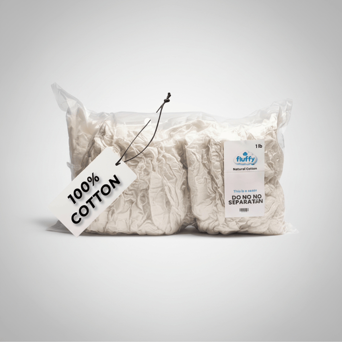 Fluffy 100% Raw Cotton Fiber 4 Pack, 4 lb Total (1 lb Each)